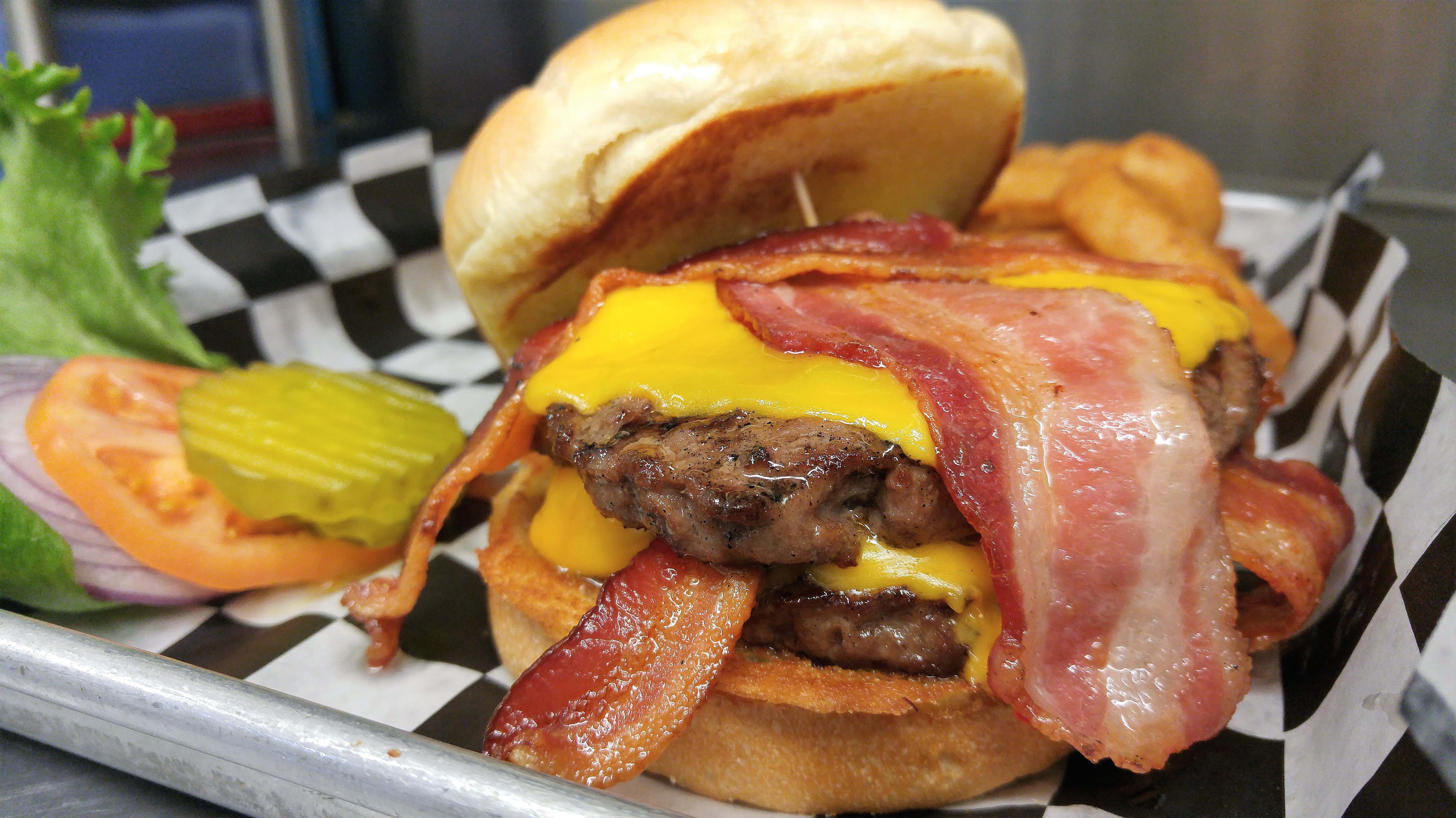hamburger with cheese and bacon hamburger with cheese and bacon