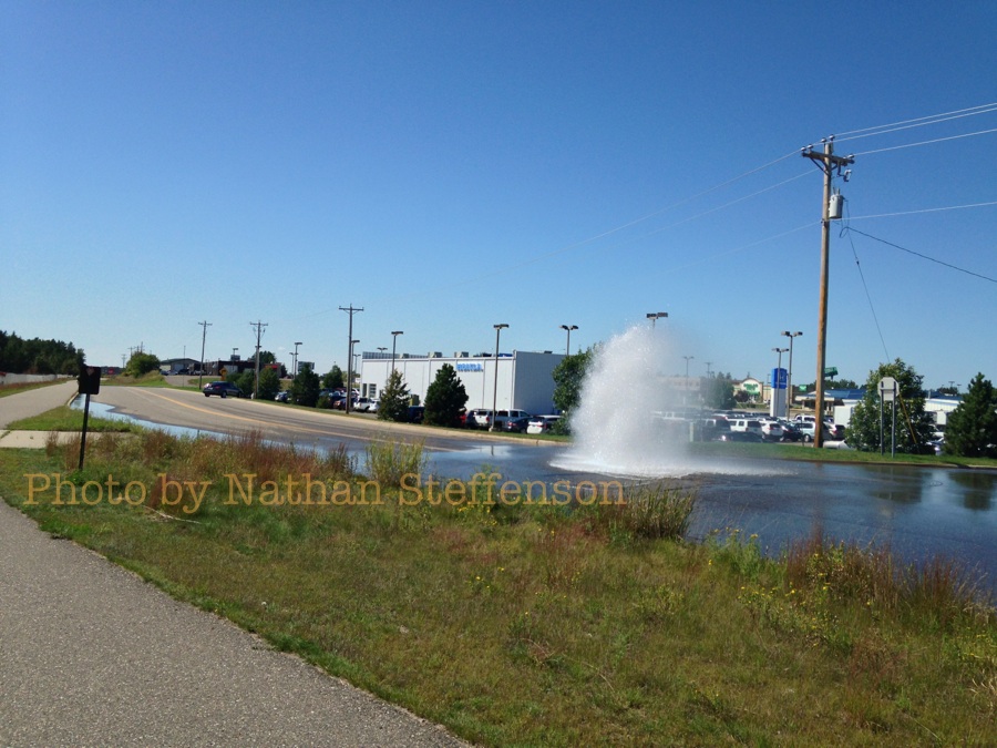Flushing out water with fire hydrant Flushing out water with fire hydrant